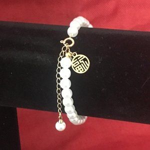 Genuine Freshwater Pearl Bracelet with Blessing charm